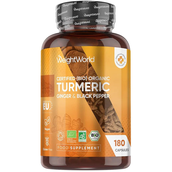 WeightWorld Organic Turmeric Capsules with Ginger & Black Pepper – 180