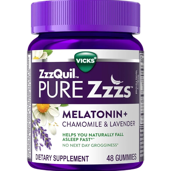 ZzzQuil Pure Zzzs Melatonin Gummies, Sleep Aid, Melatonin 2mg, with Chamomile & Lavender, Melatonin Sleep Gummies