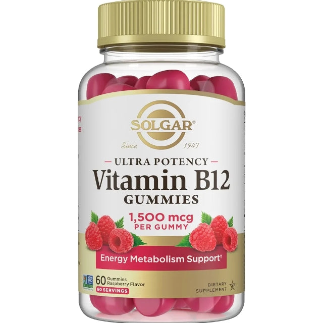 Solgar Methyl B12 Gummies for Adults 1,500mcg, Raspberry Flavor 60 Servings