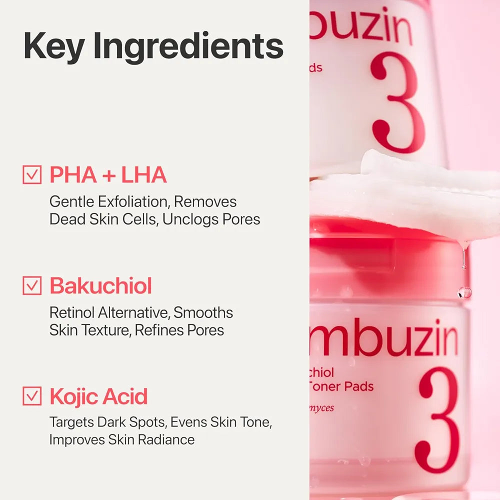 numbuzin No.3 Bifida Bakuchiol Exfoliating Toner Pads