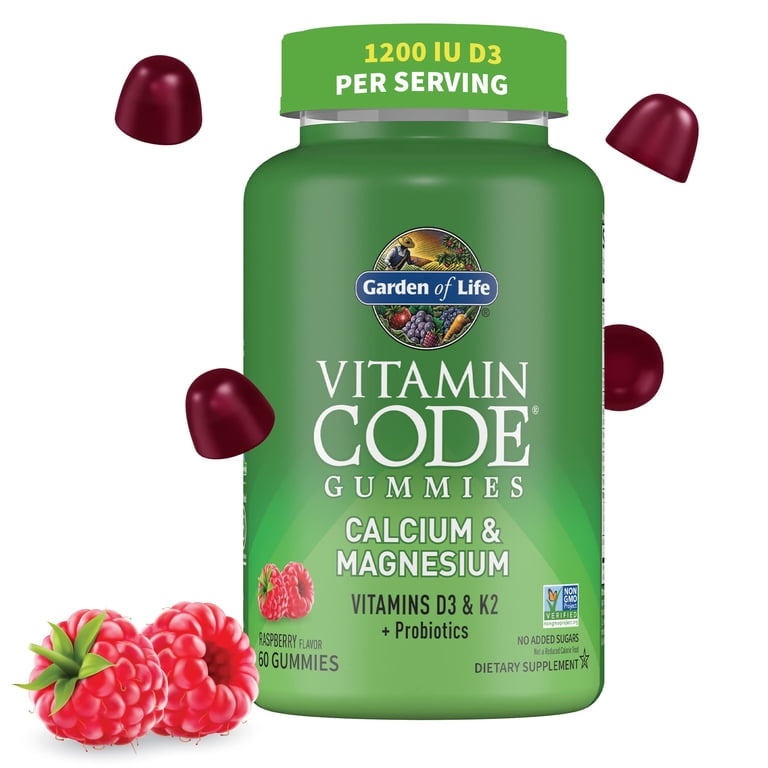 Garden of Life Vitamin Code Gummies Calcium & Magnesium, Raspberry, 60 Gummies