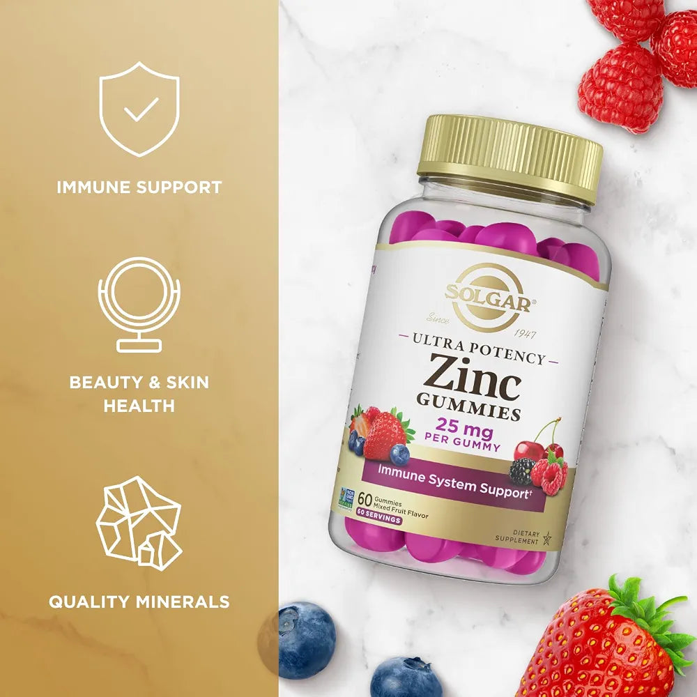 Solgar Zinc Gummies, 25 mg, 60 Vegan Gummies