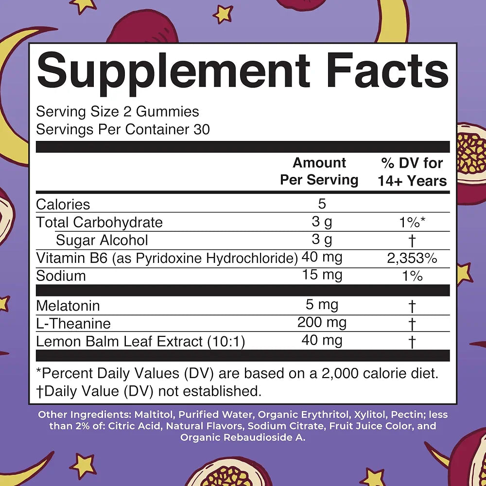 MaryRuth Melatonin 5mg Sleep Gummy with L-Theanine, Lemon Balm, 60 Count