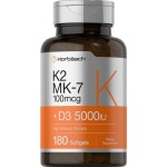 Horbäach Vitamin D3 K2 | 5000iu of Vitamin D & 100mcg MK-7 Complex | 180 Softgel Capsules product-image